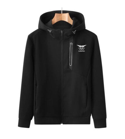 Contemporary Fashion Hooded Sweatshirt with Chest Zipper Detail