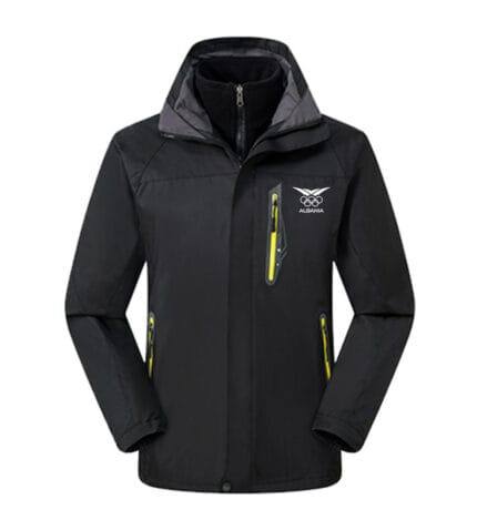 Yellow Zipper 3-in-1 Softshell Jacket with Underarm Ventilation & Detachable Hood