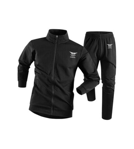 Solid Color Stand-up Collar Zip-up Sweatshirt Set (Sweatshirt + Pants)