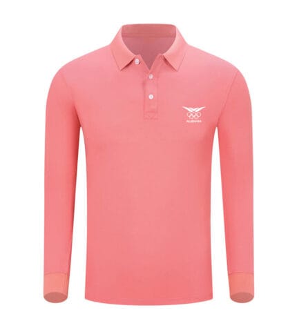 Pure Silk-Cotton Solid Color Long Sleeve Collared Polo Shirt​